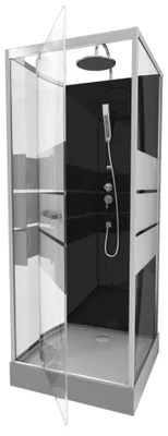 Produktbild von Komplettdusche 70×70×225 cm, Duschtasse, Gleittüren, 5 mm ESG, Armatur