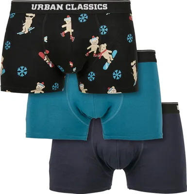 Obrázok produktu pre Pánské kraťasy Urban Classics Organic X-Mas Boxer Shorts 3-Pack teddy aop+jasper+navy - XXL