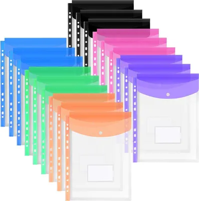 Produktbild von Transparente A4 Ordner, 18 Stück, wasserdicht, archivierbar, 6 Farben