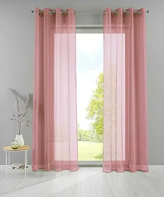 Produktbild von Ösengardinen 2er Set Altrosa 280x140 cm Transparent Basel Vorhang Gardine