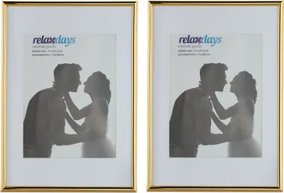 Produktbild von 10 x Bilderrahmen, 20x30 cm, inkl. Passepartout 15x20 cm, Fotorahmen zum Stellen & Hinhängen, aus Kunststoff, gold-weiß