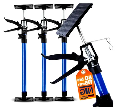Produktbild von Einhandstütze | 50-115 cm | Tragfähigkeit bis 30 kg | 45° Winkel | Für Trockenbau und Ausbau | Teleskopstütze (3 Stück)