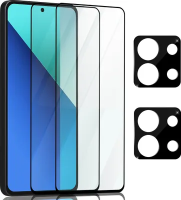 Produktbild von 2-Pack Xiaomi Redmi Note 13 Pro Displayschutzfolie und 2-Pack Linsenschutzfolie – gehärtetes Glas 9H – Super-Qualität 3D