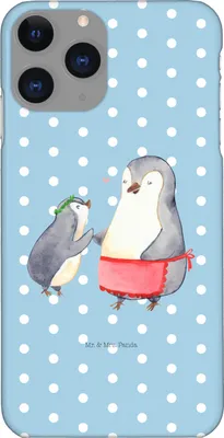 Produktbild von Mr. & Mrs. Panda Iphone 11 Pro Handyhülle Pinguin mit Kind - Blau Pastell - Geschenk, Handy Case, Vorbild Mama, Muttertag, Mutter, Familie, Premium Kunststoff