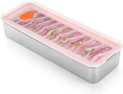 Immagine prodotto di Contenitori in acciaio inossidabile con coperchio, contenitori impilabili per alimenti, acciaio 304, 26,5 x 10 x 4,6 cm
