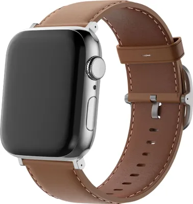Produktbild von Bandz Lederarmband Classic geeignet für die Apple Watch Series 1/2/3/4/5/6/7/8/9/10/11/SE/Ultra (2) - Größe: 44/45/46/49mm (hellbraun)