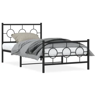 Zdjęcie produktu dla vidaXL Rama łóżka z wezgłowiem i podnóżkiem metalowa czarna 100x200 cm
