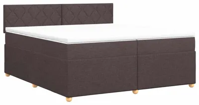 Image de vidaXL Lit boxspring avec matelas brun foncé 200 x 200 cm Tissu
