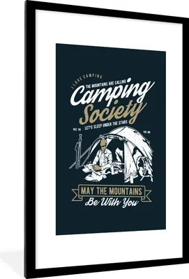 Produktbild von MuchoWow® MuchoWow® Gerahmtes Poster Camping - Zelt - Sprichwörter - Vintage 60x90 cm - Poster mit zchwarzem Bilderrahmen - Dekoration - Wandposter Wohnzimmer - Hochwertig