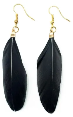 Produktbild von Feder Ohrringe Miniblings Hänger Federn Vogelfeder Boho Hippie schwarz