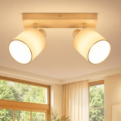 Holz-Wandleuchte E14 2-flammig Retro, Leuchtmittel nicht enthalten