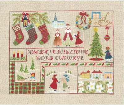 Produktbild von Le Bonheur des Dames Kreuzstich Set "Weihnachts-Abecedary-Diagramm", Zählmuster, 42,5x33,5cm