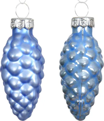 Productafbeelding van Dennenappel glas d2,5h6 cm blauw 12 st Decoris