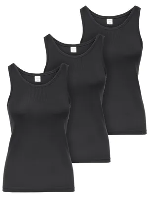 Image de Ladeheid - Lot de 3 débardeurs en coton pour femmes LA40-262 (noir, taille S)