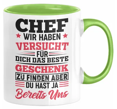 Produktbild von Chef Geschenk Lustig Tasse für Chef vom Team Wir Haben Versucht Das Beste Geschenk Zu Finden (Grün)