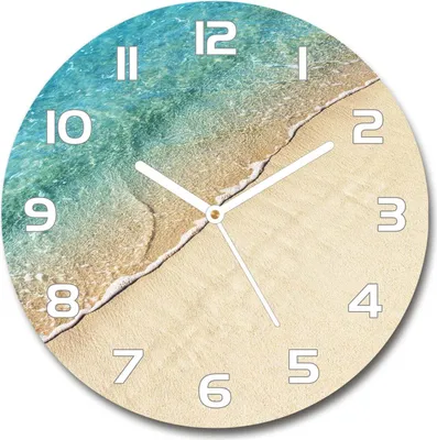 Produktbild von Wanduhr aus Glas 30fi Glasbild Glasuhr Gehärtetes Glas - weisse-zeiger - Wave on the beach