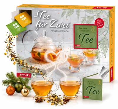 Produktbild von ROTH Bio-Tee-Adventskalender für Zwei - 24 Bio-Teesorten, je 2 Teebeutel für gemeinsame Teemomente - Tee Adventskalender für Paare, ohne Schokolade