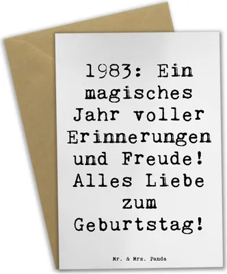 Produktbild von Mr. & Mrs. Panda Grußkarte Spruch 1983 Geburtstagserinnerungen - Weiß - Geschenk, weihnachtskarten, Freude, alles Liebe, Happy Birthday, Glückwunsch, hochzeitskarten