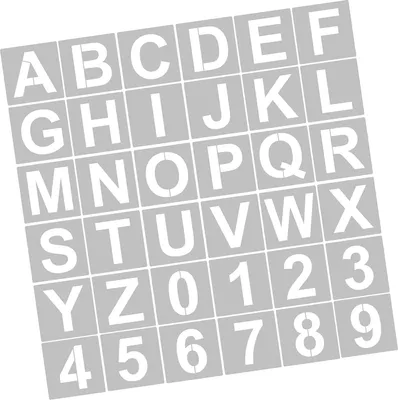 A grid of stencils showing letters and numbers.