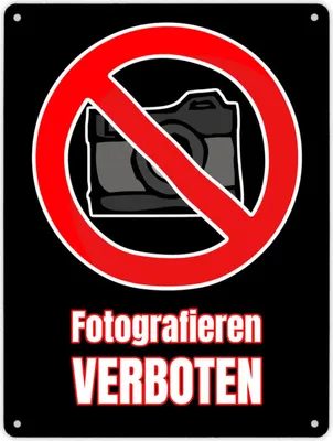 Produktbild von Fotografieren verboten Verbotsschild im Comic-Stil in Schwarz