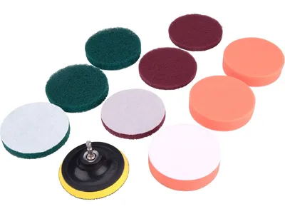 Produktbild von Sada čistících/leštících výseků na vrtačku 10ks, průměr 100mm, 3x3druhy