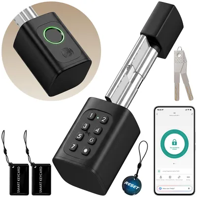 Produktbild von HOMCOM Elektronisches Türschloss Fingerabdruck, 5-in-1 für Türen von 35-50 mm