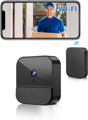 Produktbild von Video Türklingel, Kabellose Türklingel mit Kamera, Videotürklingel, 1080p-HD-Video, Zwei-Wege-Audio, 2.4G Wifi Video Doorbell Nachtsicht