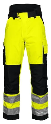 Imagen del producto de Projob - "6514" Pantalones de trabajo unisex para hombre/mujer, alta visibilidad, poliéster ET1219 (talla 34R) (amarillo/)