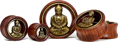 Produktbild von Flesh Tunnel Holz Buddha Wood 12-30 mm Ear Plug Sattle Fit Double Flared Organic braun 22 mm