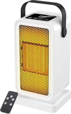 Obrázek produktu pro PTC keramický topný ventilátor, 1200 W, energeticky úsporný, s dálkovým ovládáním, termostatem, rychlým ohřevem (za 3 sekundy), časovačem (12 hodin)