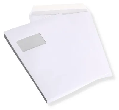 Produktbild von Versandtaschen stark 120 g DIN C4 weiß mit Fenster, haftklebend 20 Stück