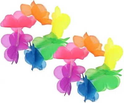 Immagine prodotto di Bracciali hawaiani, fiori aloha colorati, 2 pezzi.