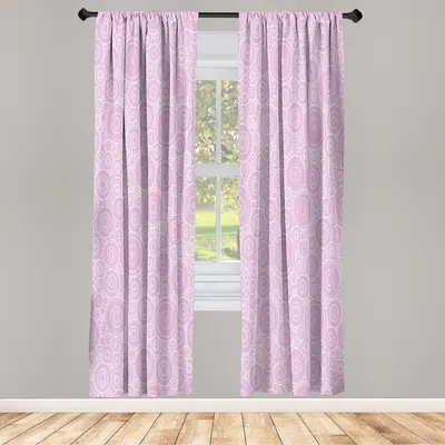 Produktbild von ABAKUHAUS Geometrisch Vorhänge 2 Panel Set für Wohnzimmer Schlafzimmer Nachbildung, Verschiedene Große Kreise Und Runden Einfache Art Grafik Druck Shabby Startseite, 150 cm x 245 cm, Baby Pink