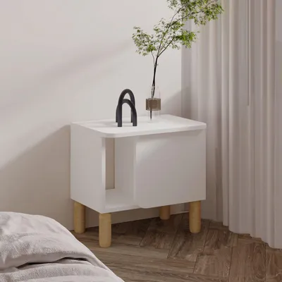 Produktbild von Skye Decor, Hochwertiger Nachttisch (3 Stück) - Weiß, 100% Melamin, 50 cm