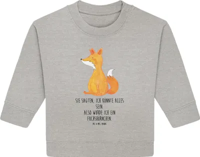 Produktbild von Mr. & Mrs. Panda Organic Baby Pullover Einhorn Fuchs 24. - 36. Monat - Heather Grey - Geschenk, Unicorns, Füchse, Fuchshörnchen, Einhörner, Unicorn, Bullover