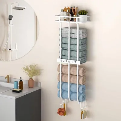 Produktbild von Badezimmer Handtuchhalter weiß für Sauna und Camper