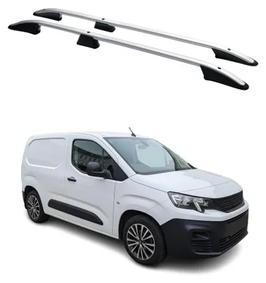 Image de Barres de toit longitudinales pour Peugeot Partner 2018-2024 L1 Alu Gris 2x, Image générée par une IA