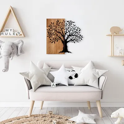 Produktbild von Wallity, Mysterious- SKL2452, Nussbaumfarbe,Schwarz, Sonstige Wohndekorationen, 60 x 58 cm, 100% Holz (Dicke: 3 cm) / Metall (Dicke: 1