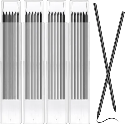 Produktbild von 24 Stück Bleistiftminen für Zimmermannsbleistift, Tischler Bleistift Ersatzminen, 2.8 mm Bleistift Ersatz, Solide Tieflochmarker Bleistift Ersatzminen für Architekt Zeichnen(Schwarz)