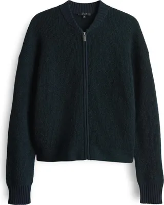 Produktbild von Opus dunkelblaue grob gestrickte Damen Bomberjacke mit Reißverschluss