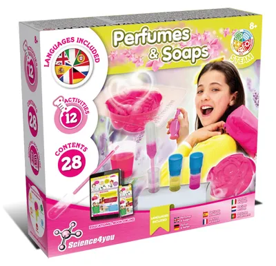 Productafbeelding van Science4you Parfums en Zeep - Maak zelf parfum en zeep voor kinderen, experimenteerdoos en chemie-set + 12 experimenten voor kinderen vanaf 8 jaar, cadeau voor meisjes en jongens van 7, 8, 9 jaar en ouder – Parfums