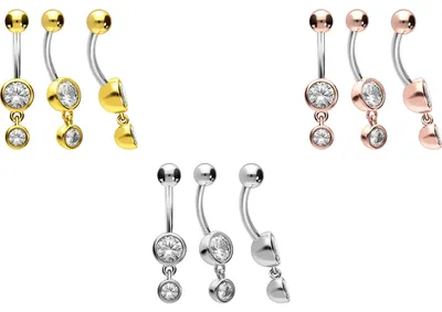 Produktbild von Bauchnabelpiercing Titan Bananabell mit 925er Silber-Design 2 KRISTALLE