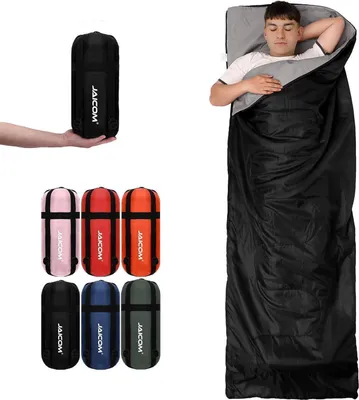 Image de JAICOM Sac de couchage couverture Noir 210T fibre polyester 210x150 cm