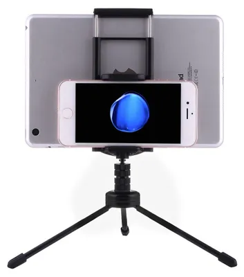 Produktbild von Multifunktionaler Ständer für Smartphones und Tablets aus Aluminium, schwarz - Universal Halterung kompatibel mit iPad / mini / Air / Pro