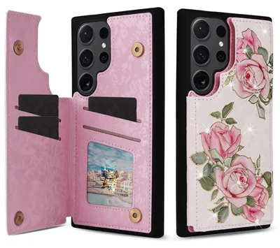Produktbild von Für Samsung Galaxy S24 Ultra Design RFID Anti Datenklau Hülle Blumen TPU Motiv 4