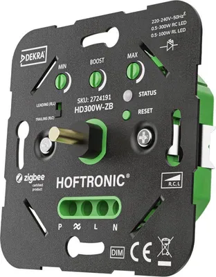 Produktbild von HOFTRONIC Smart Zigbee LED-Dimmer 0,5-300W Phasenabschnitt Phasenanschnitt Schwarz