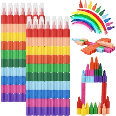 Productafbeelding van Stapelbare waskrijtjes, 14 stuks, 10 kleuren, geschikt voor kinderen vanaf 1 jaar