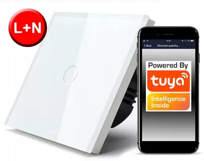 Zdjęcie produktu dla Włącznik Dotykowy WiFi TUYA 1obw. biały # L+N