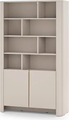 Image de FURNLUX Vitrine Bari Or Et Beige 103cm / Couleur principale : Beige / Dimensions : 103 x 170 x 39 cm