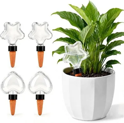 Produktbild von 4 Bewässerungskugeln, Wasserspender für Pflanzen, Bewässerung für Zimmerpflanzen, 350 ml, automatische Wasserabgabe, Ton